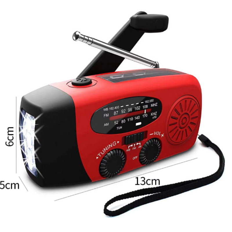Solcellsradio med Nödlampa – 2000mAh, USB & Vattentålig