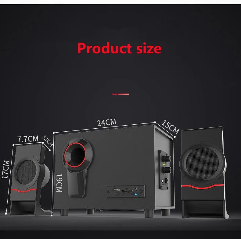 2.1 Trädesign Bluetooth Subwoofer Högtalarsystem – För Mobil, Dator & TV