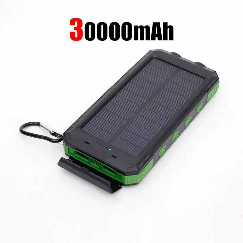 100000mAh Portabel Powerbank med Solcellsladdning och LED-lampa - Perfekt för Camping och Uteliv