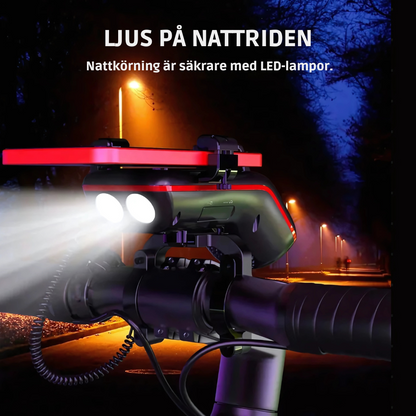 10-i-1 Cykellampa med Mobilhållare & Bluetooth-högtalare