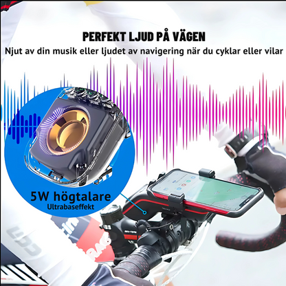 10-i-1 Cykellampa med Mobilhållare & Bluetooth-högtalare