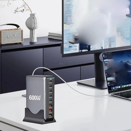 600W GaN Snabbladdare med 8 USB-C | Supersnabb PD3.1 för iPhone, Samsung & Laptop