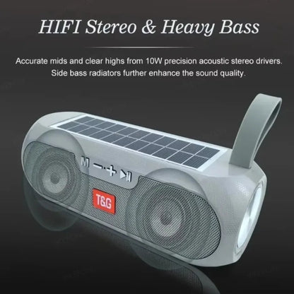 TG182 Solar Boombox – Vattentålig 10W Trådlös Högtalare med Solpanel, FM-radio & USB