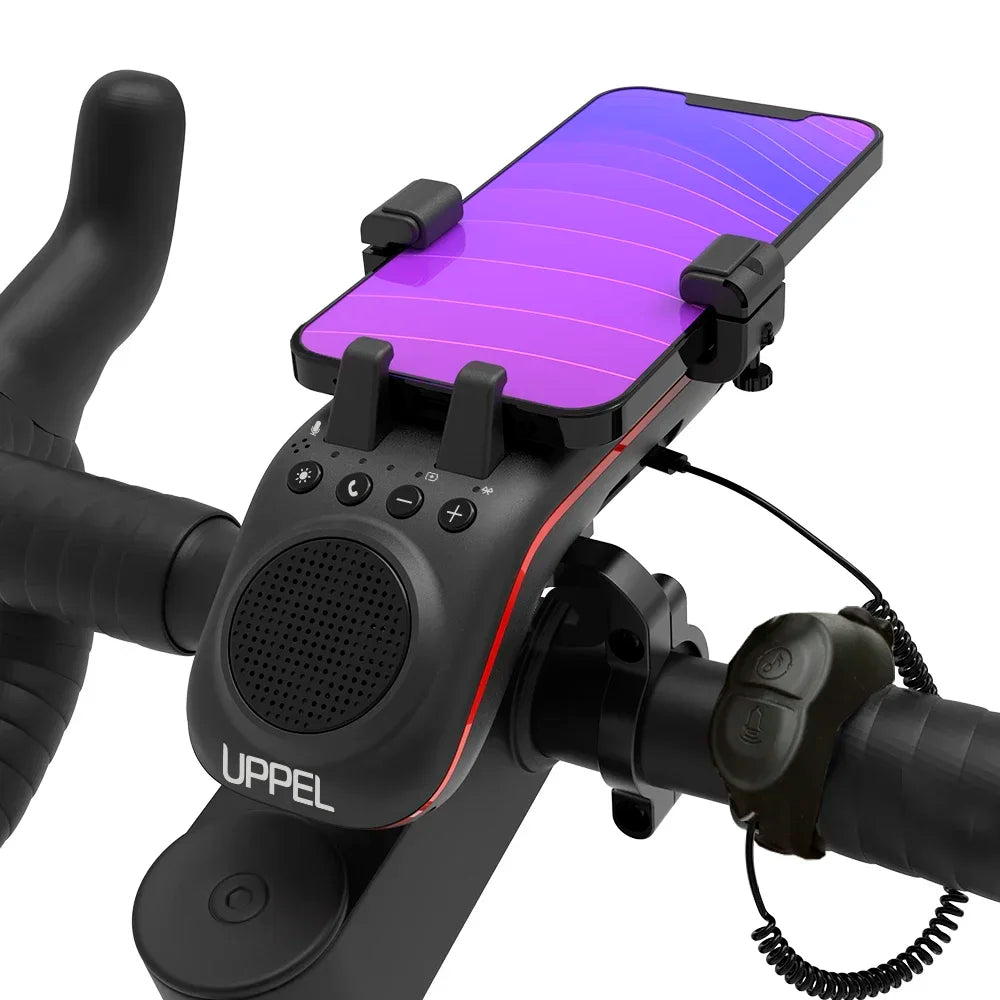 10-i-1 Cykellampa med Mobilhållare & Bluetooth-högtalare