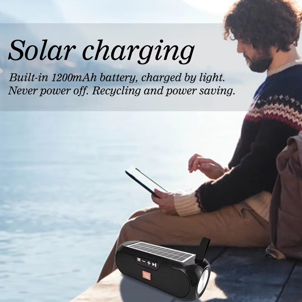 TG182 Solar Boombox – Vattentålig 10W Trådlös Högtalare med Solpanel, FM-radio & USB