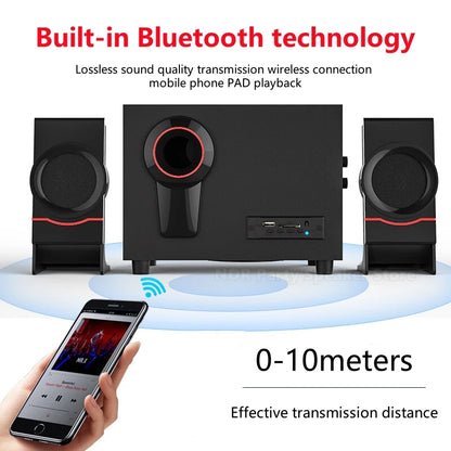 2.1 Trädesign Bluetooth Subwoofer Högtalarsystem – För Mobil, Dator & TV