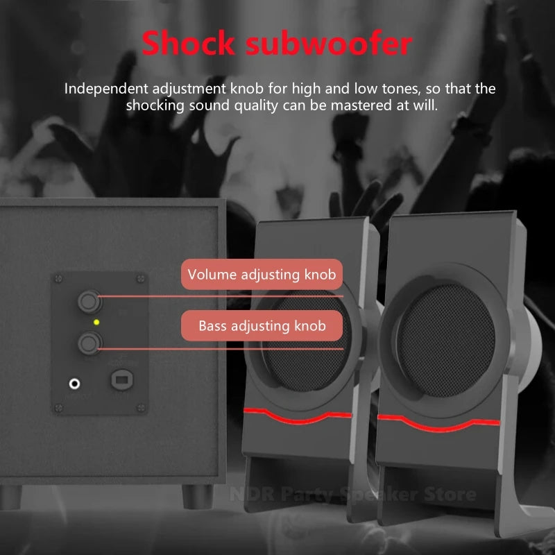 2.1 Trädesign Bluetooth Subwoofer Högtalarsystem – För Mobil, Dator & TV