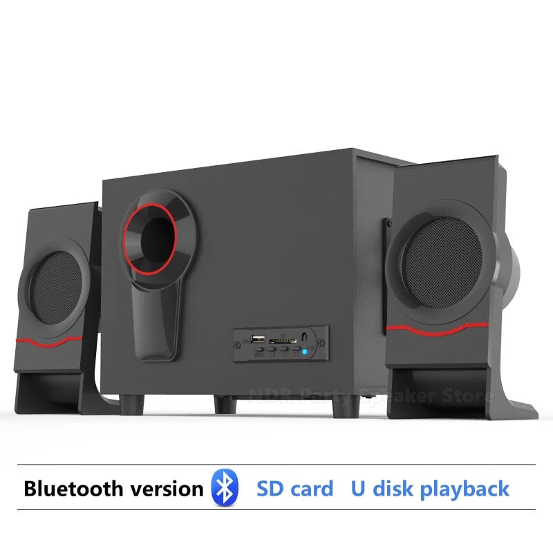 2.1 Trädesign Bluetooth Subwoofer Högtalarsystem – För Mobil, Dator & TV