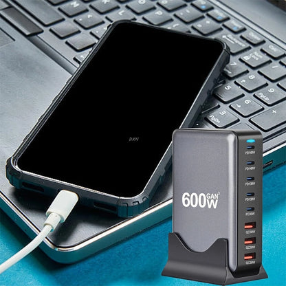 600W GaN Snabbladdare med 8 USB-C | Supersnabb PD3.1 för iPhone, Samsung & Laptop
