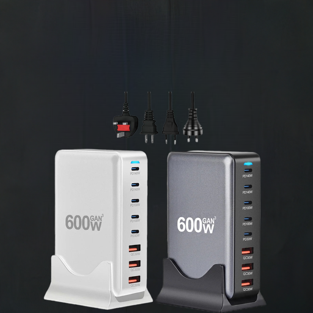 600W GaN Snabbladdare med 8 USB-C | Supersnabb PD3.1 för iPhone, Samsung & Laptop